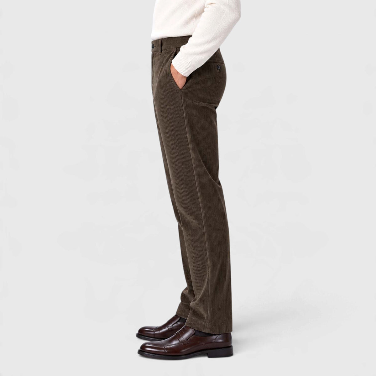 Monvaline | Men's Corduroy Trousers Classic Flat Front