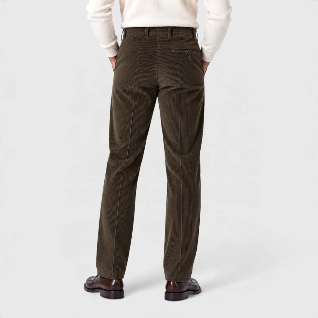 Monvaline | Men's Corduroy Trousers Classic Flat Front