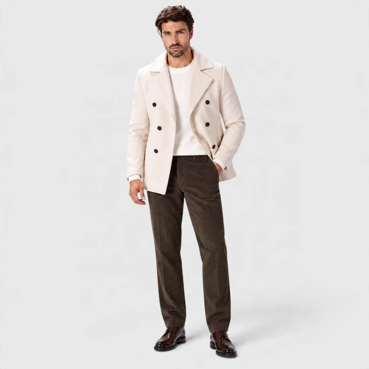 Monvaline | Men's Corduroy Trousers Classic Flat Front
