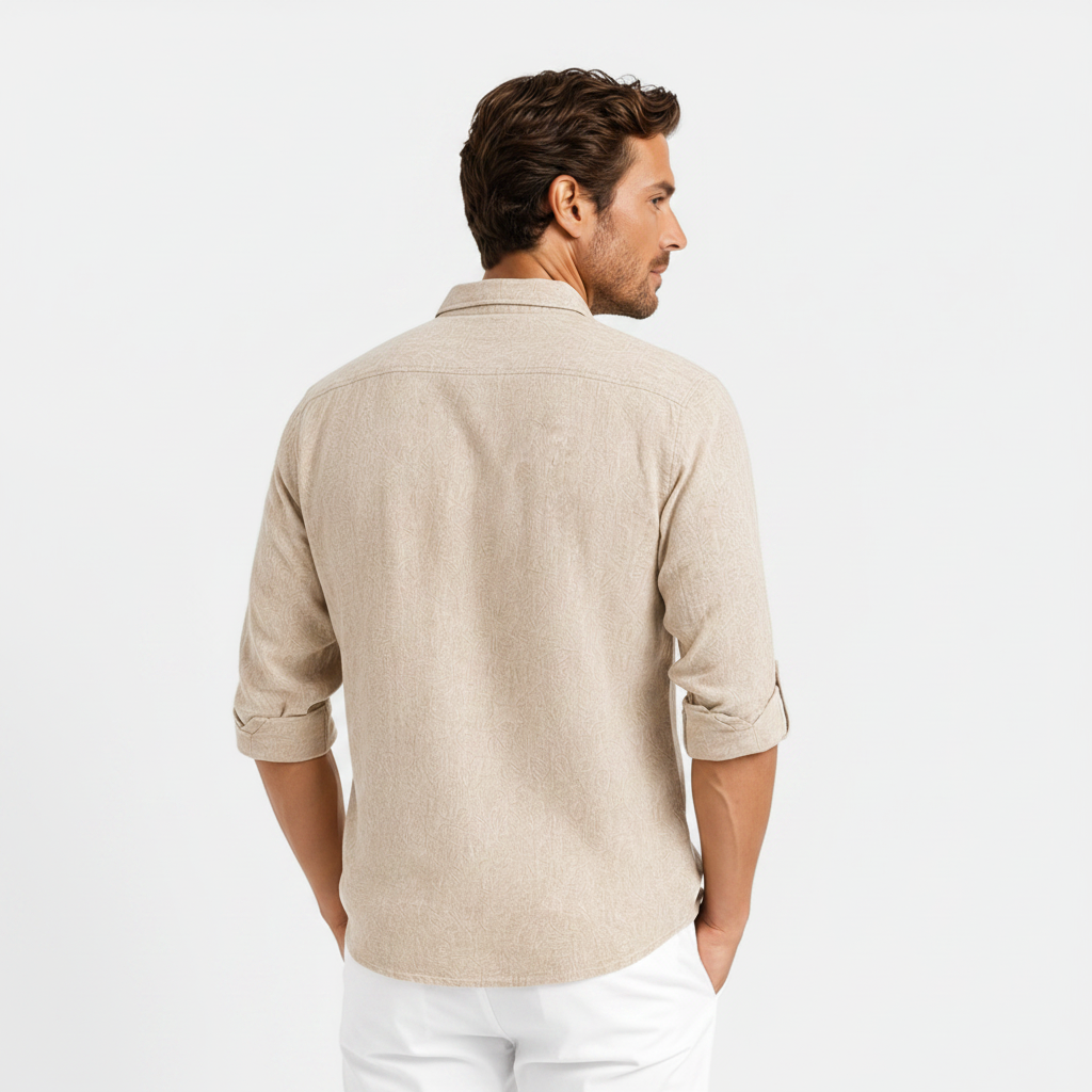 Monvaline | Men's Cotton Blend Polo Shirt Long Sleeve Loose Fit Casual Top