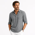 Monvaline | Men's Cotton Blend Polo Shirt Long Sleeve Loose Fit Casual Top