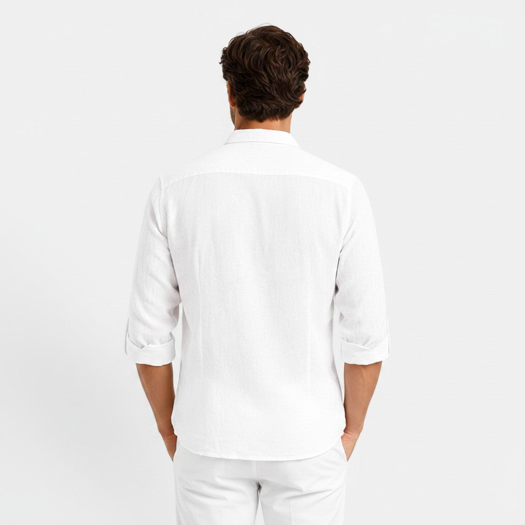 Monvaline | Men's Cotton Blend Polo Shirt Long Sleeve Loose Fit Casual Top