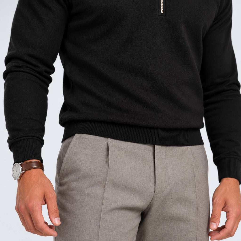 Monvaline | Men's Cotton Blend Quarter Zip Jumper Slim Fit