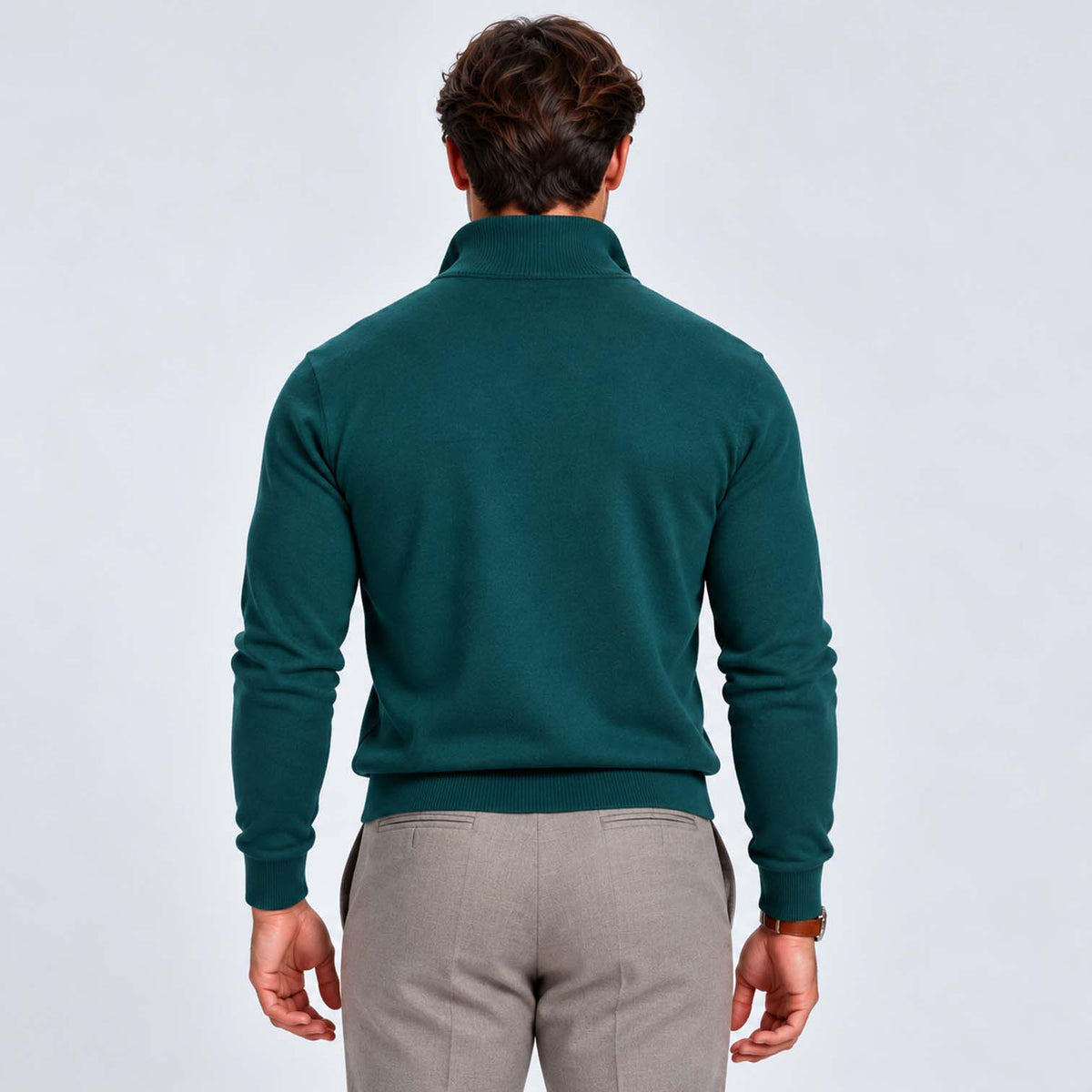 Monvaline | Men's Cotton Blend Quarter Zip Jumper Slim Fit