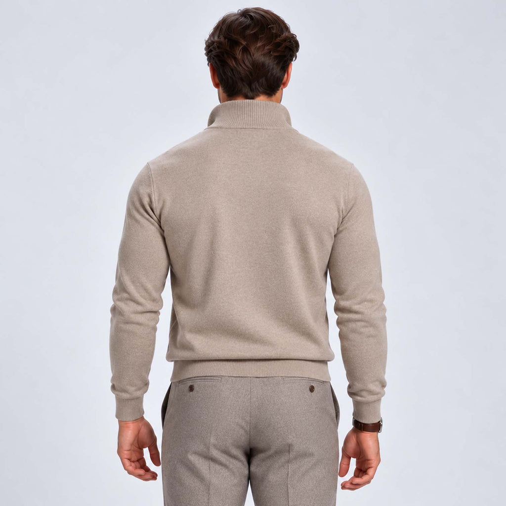 Monvaline | Men's Cotton Blend Quarter Zip Jumper Slim Fit