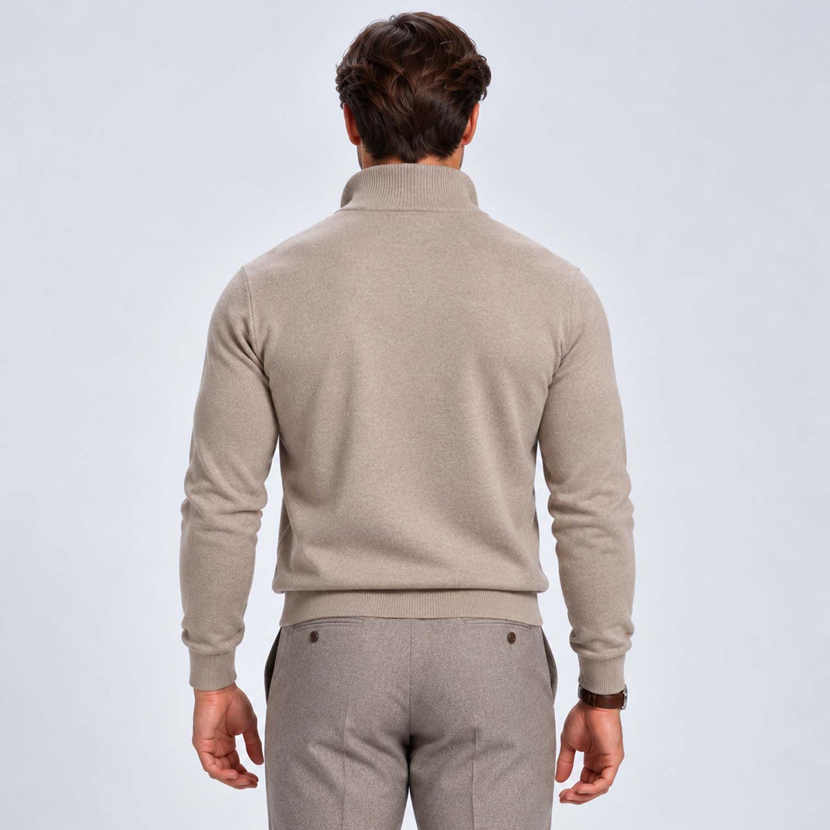 Monvaline | Men's Cotton Blend Quarter Zip Jumper Slim Fit
