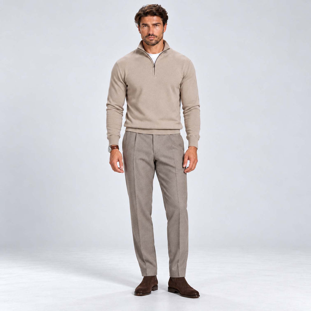 Monvaline | Men's Cotton Blend Quarter Zip Jumper Slim Fit