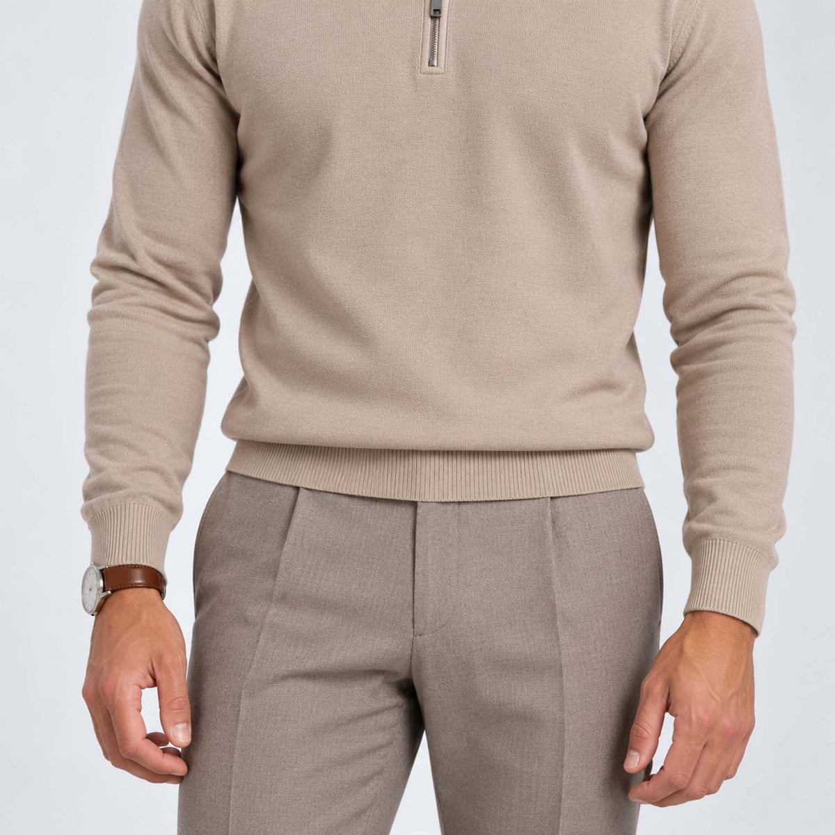 Monvaline | Men's Cotton Blend Quarter Zip Jumper Slim Fit