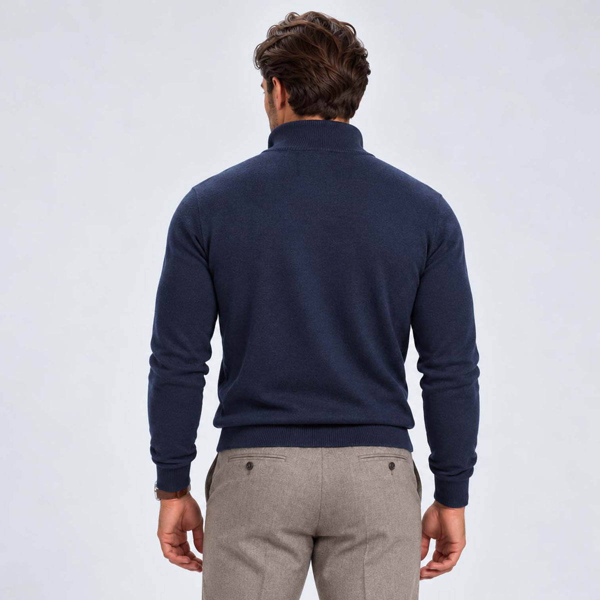 Monvaline | Men's Cotton Blend Quarter Zip Jumper Slim Fit