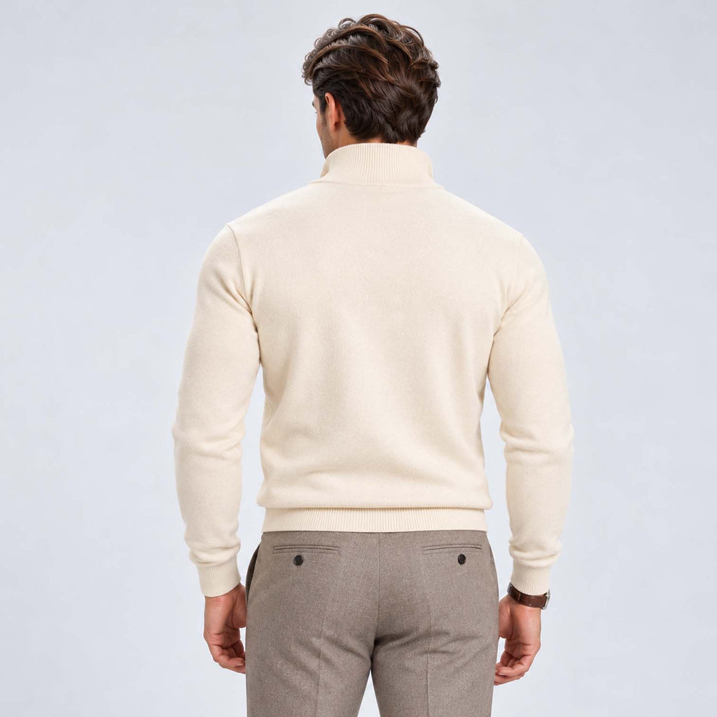 Monvaline | Men's Cotton Blend Quarter Zip Jumper Slim Fit
