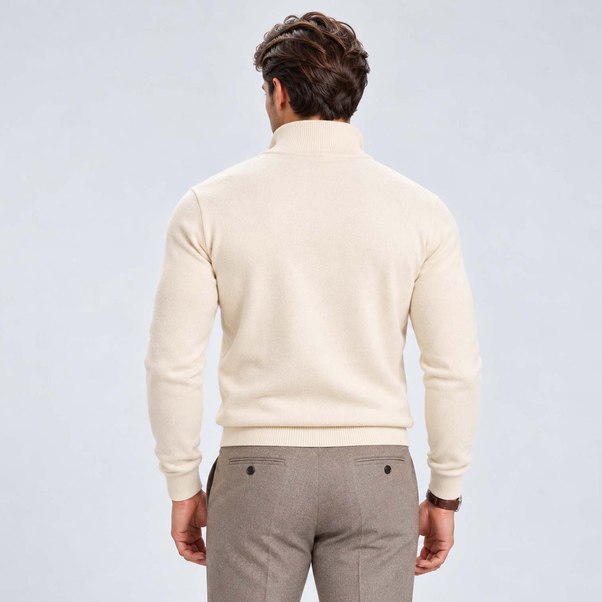 Monvaline | Men's Cotton Blend Quarter Zip Jumper Slim Fit
