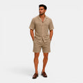 Monvaline | Men's Cotton Blend Shorts Set Casual Summer Button-Up Outfit