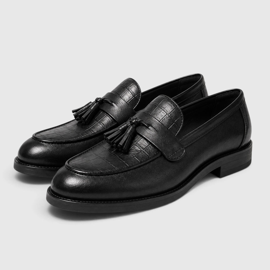 Monvaline | Men's Croc Leather Tassel Loafers – Premium Smart Casual Shoes