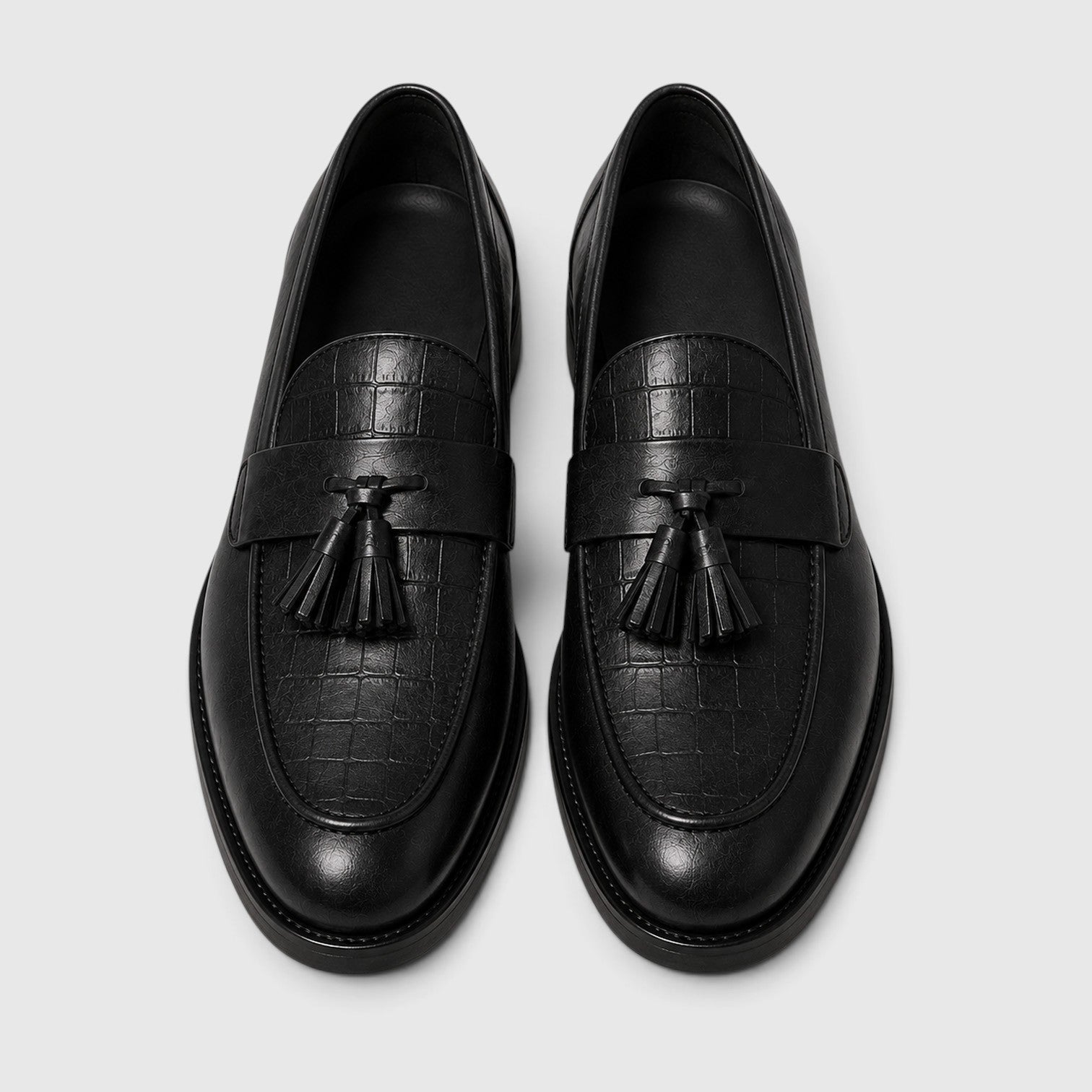 Monvaline | Men's Croc Leather Tassel Loafers – Premium Smart Casual Shoes