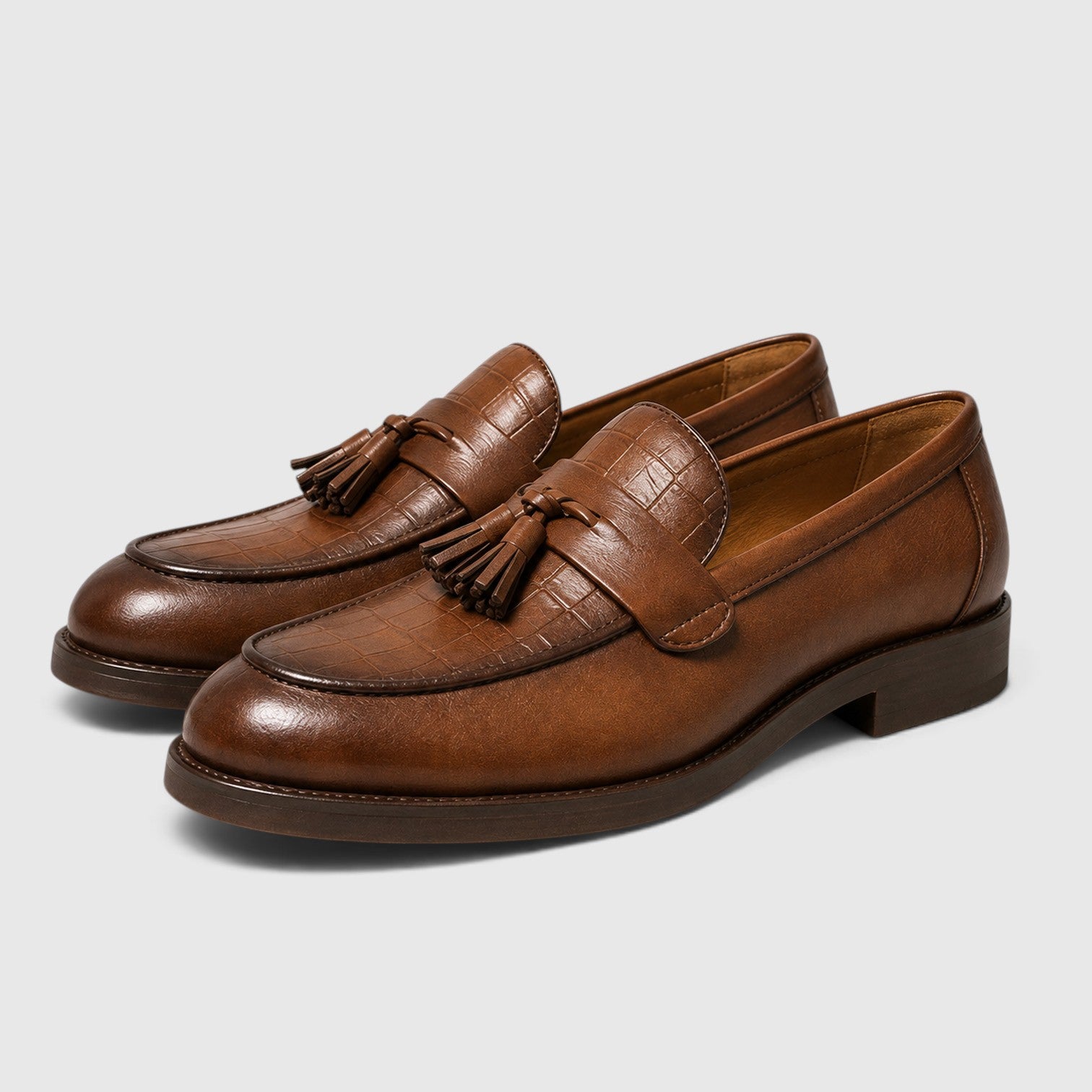 Monvaline | Men's Croc Leather Tassel Loafers – Premium Smart Casual Shoes