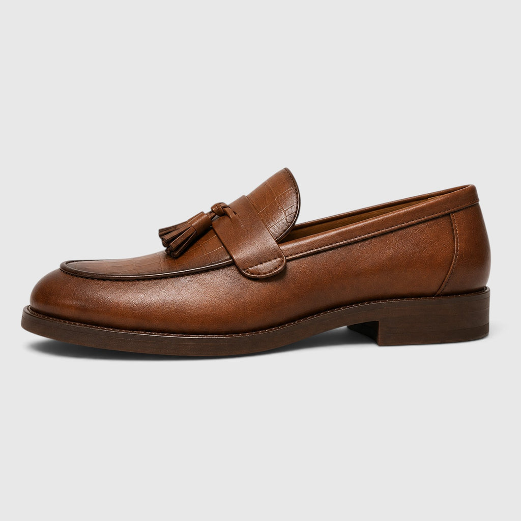Monvaline | Men's Croc Leather Tassel Loafers – Premium Smart Casual Shoes