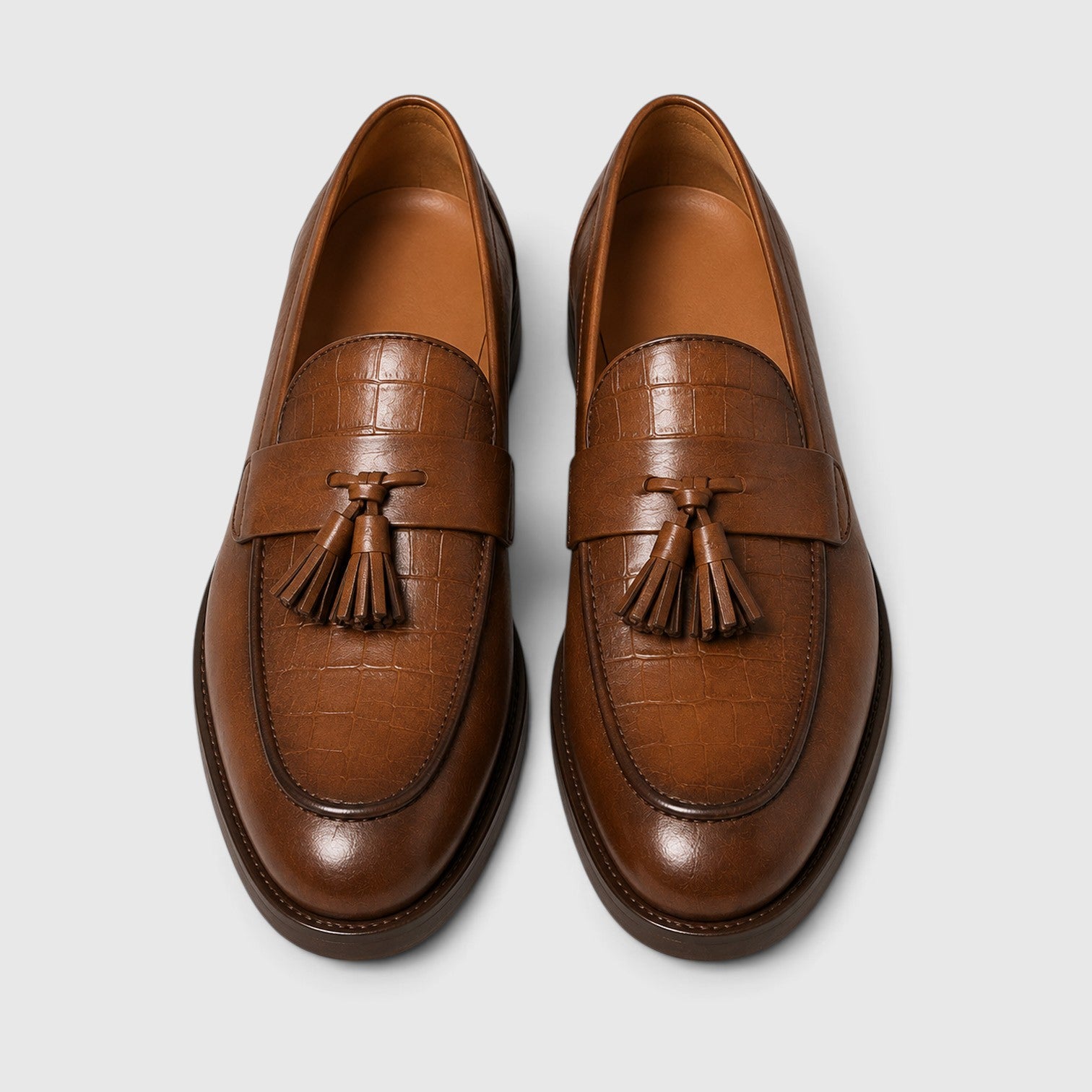 Monvaline | Men's Croc Leather Tassel Loafers – Premium Smart Casual Shoes
