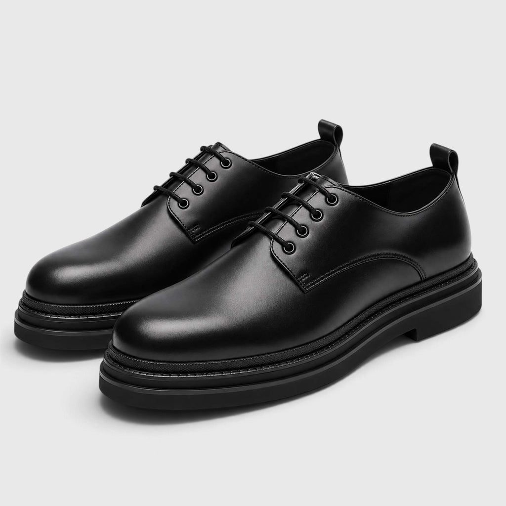 Monvaline | Men's Derby Shoes Genuine Leather Lightweight Chunky Sole