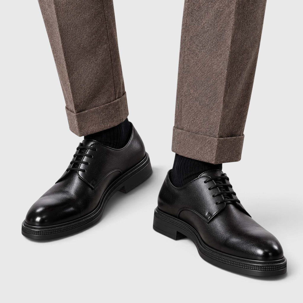 Monvaline | Men's Derby Shoes Genuine Leather Lightweight Chunky Sole