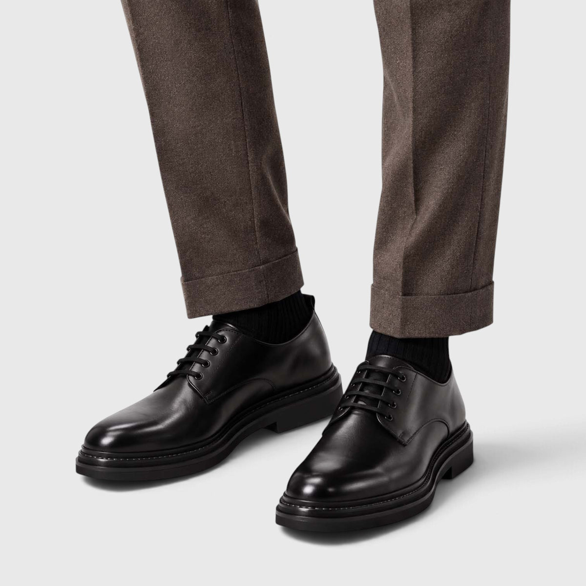 Monvaline | Men's Derby Shoes Genuine Leather Lightweight Chunky Sole