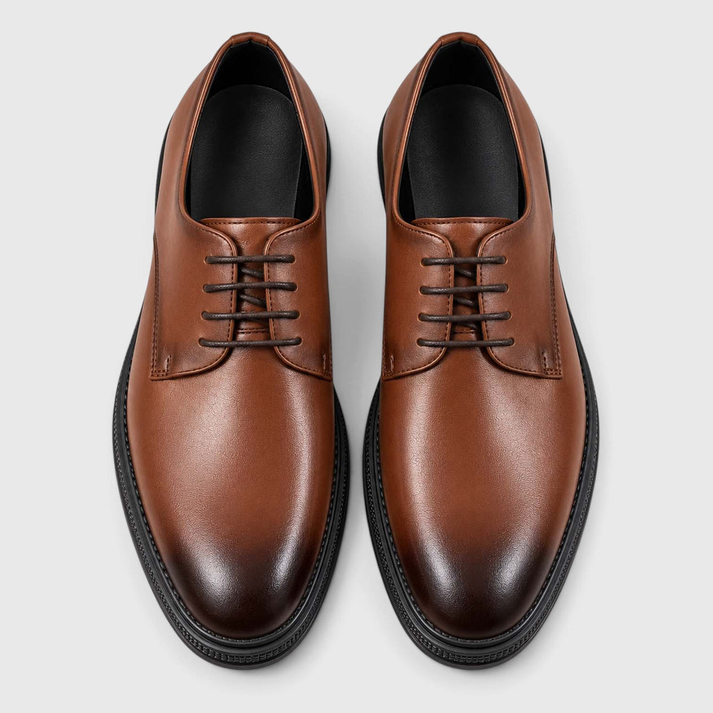 Monvaline | Men's Derby Shoes Genuine Leather Lightweight Chunky Sole