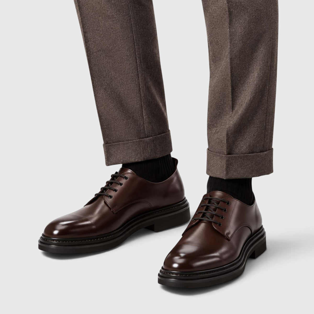Monvaline | Men's Derby Shoes Genuine Leather Lightweight Chunky Sole