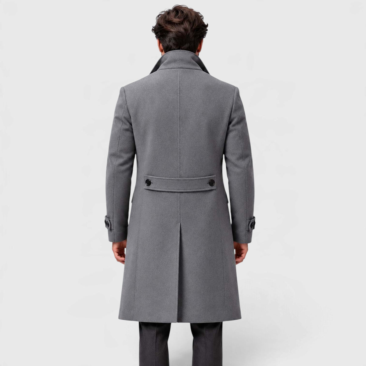 Monvaline | Men's Double-Breasted Long Overcoat Tailored Winter Coat