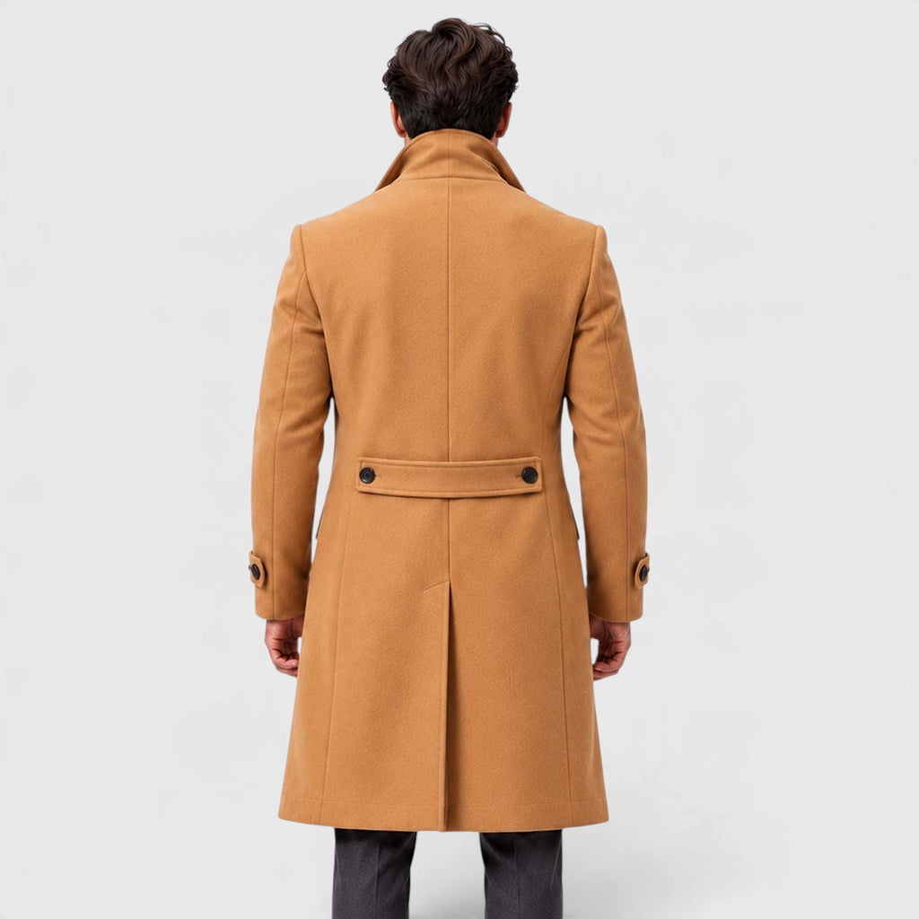 Monvaline | Men's Double-Breasted Long Overcoat Tailored Winter Coat