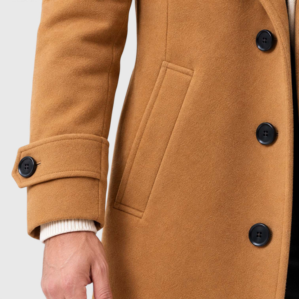 Monvaline | Men's Double-Breasted Long Overcoat Tailored Winter Coat