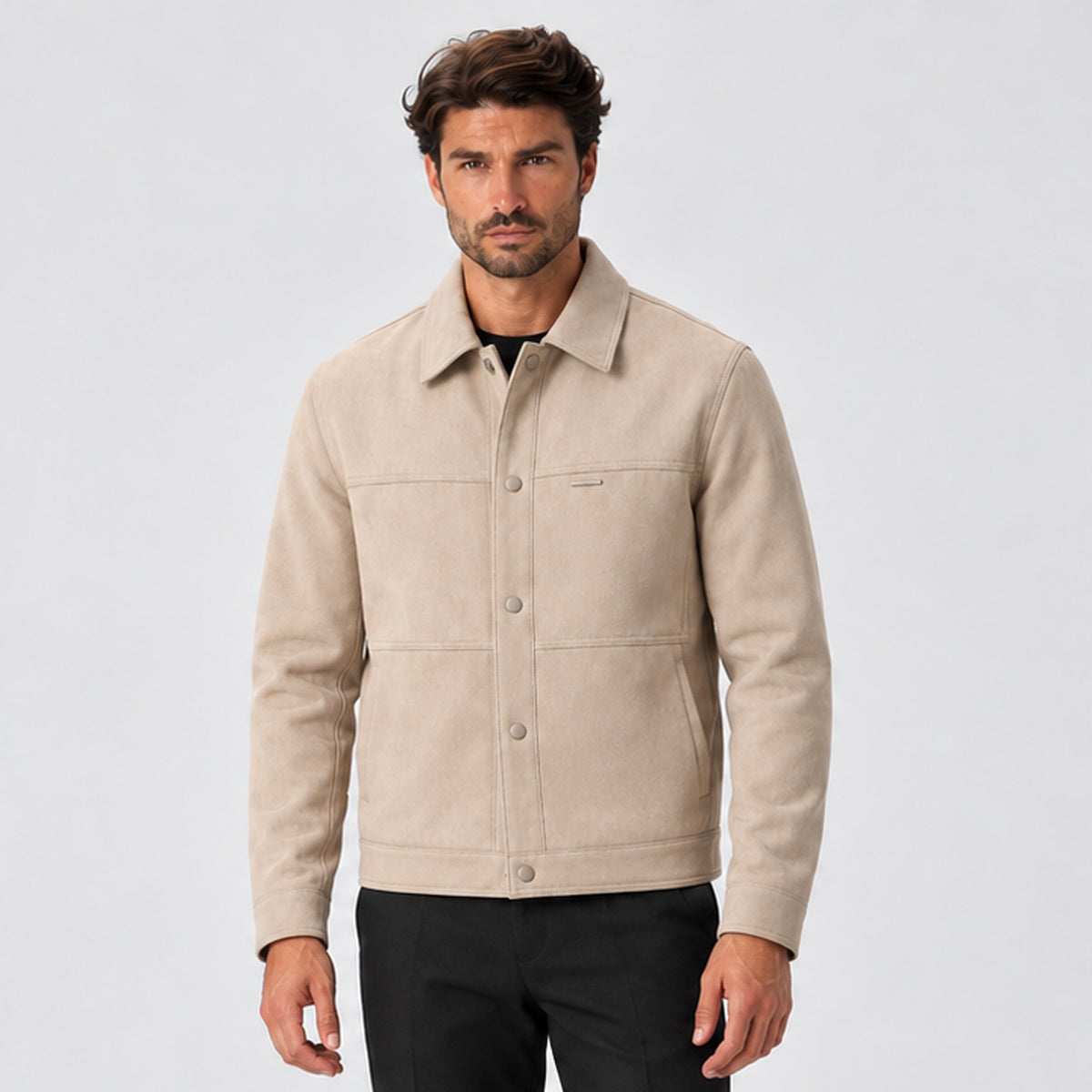 Monvaline | Men's Faux Suede Jacket – Short Autumn Winter Coat