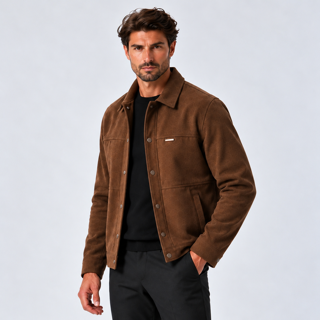 Monvaline | Men's Faux Suede Jacket – Short Autumn Winter Coat