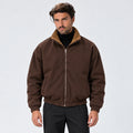 Monvaline | Men's Fleece-Lined Bomber Jacket – Warm Full-Zip Winter Coat