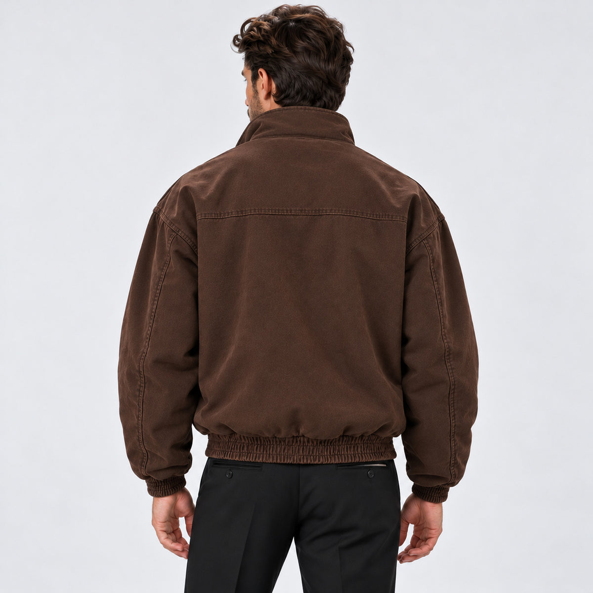 Monvaline | Men's Fleece-Lined Bomber Jacket – Warm Full-Zip Winter Coat