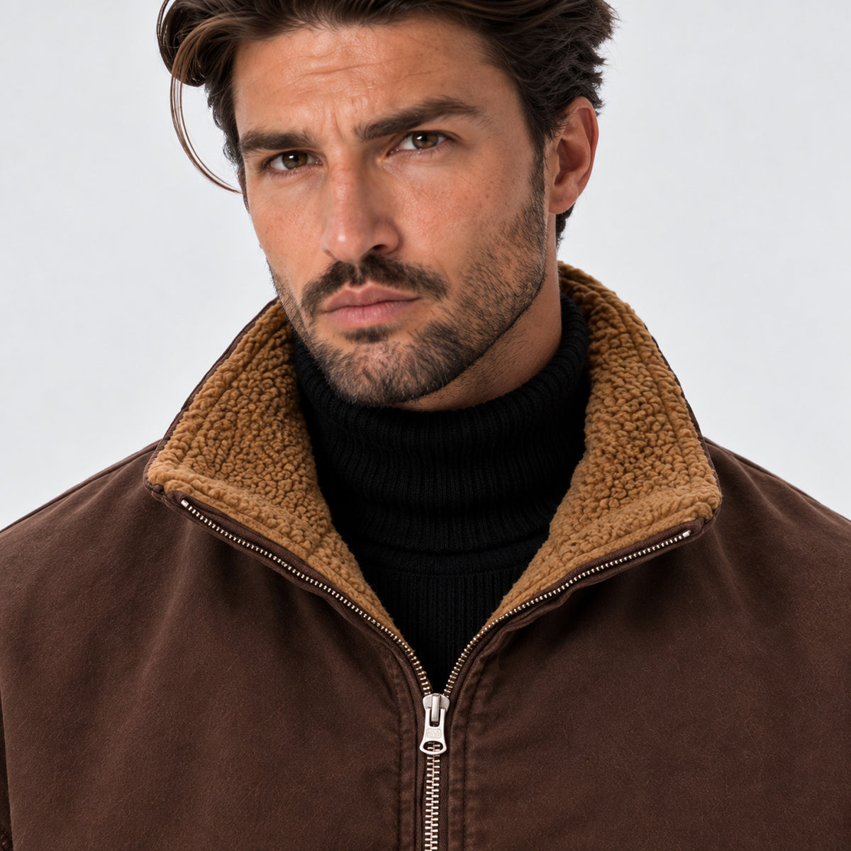 Monvaline | Men's Fleece-Lined Bomber Jacket – Warm Full-Zip Winter Coat