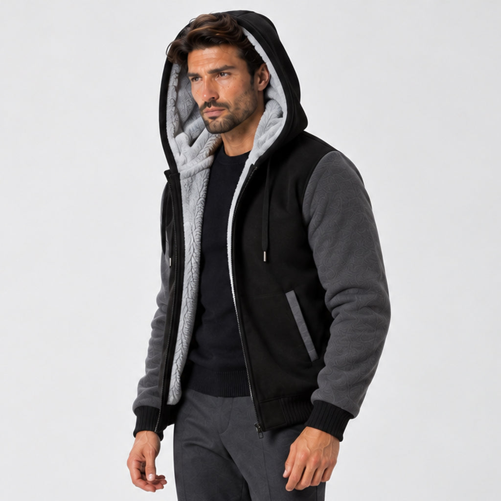 Monvaline | Men's Fleece Lined Hooded Jacket – Warm Winter Coat