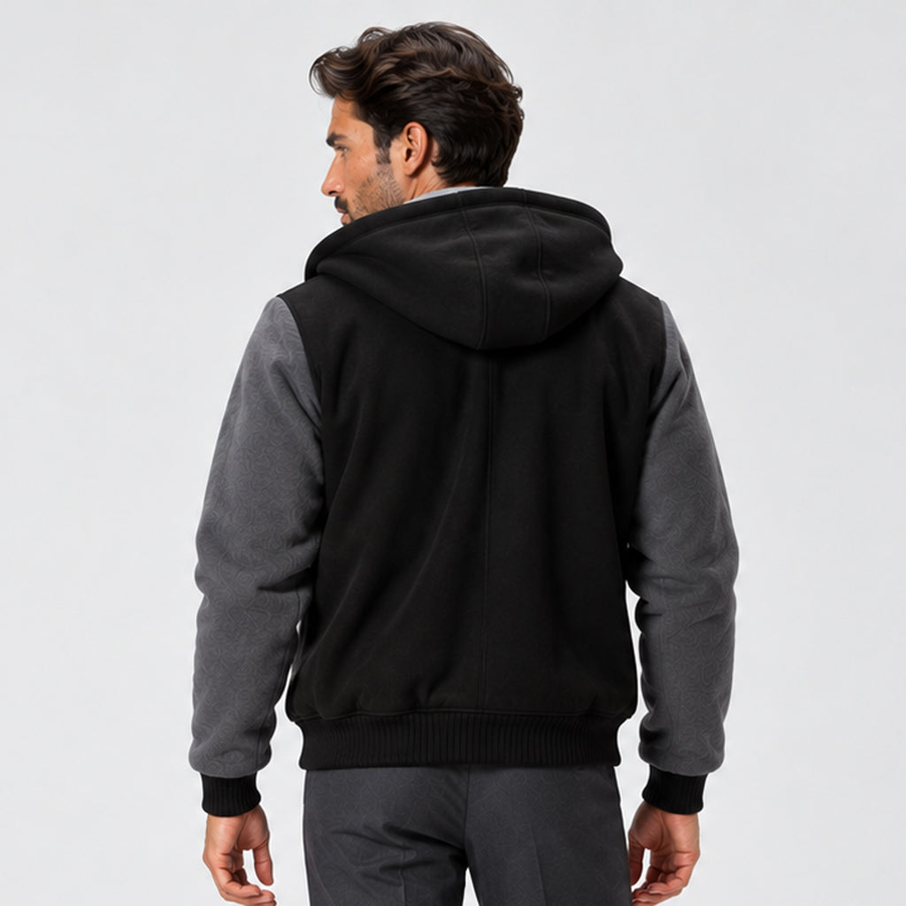 Monvaline | Men's Fleece Lined Hooded Jacket – Warm Winter Coat