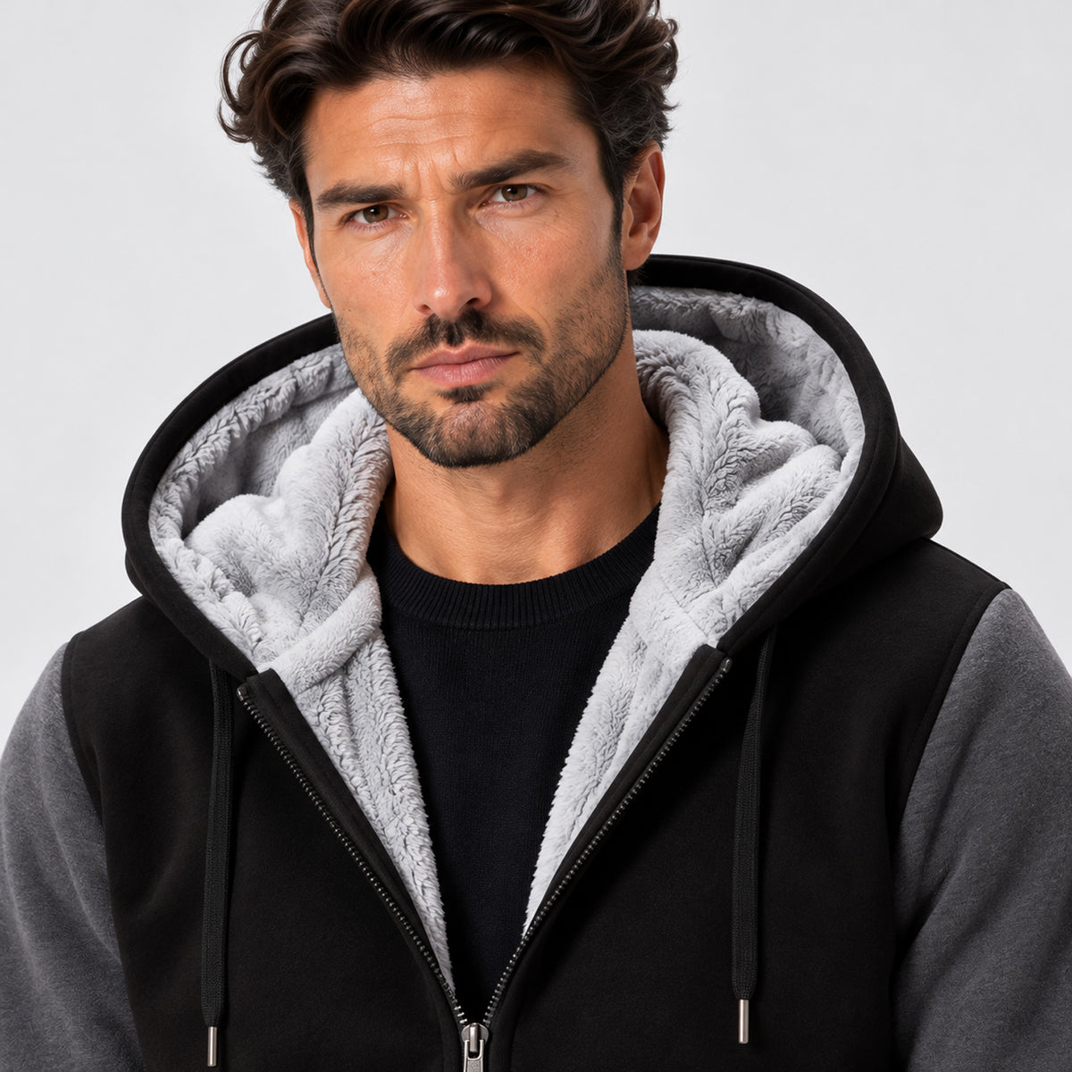 Monvaline | Men's Fleece Lined Hooded Jacket – Warm Winter Coat