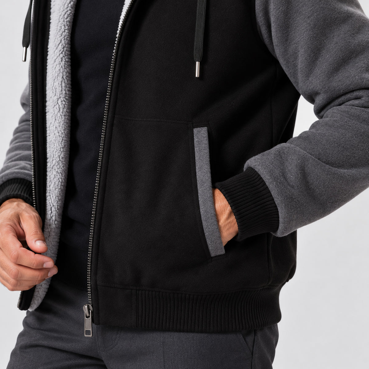 Monvaline | Men's Fleece Lined Hooded Jacket – Warm Winter Coat