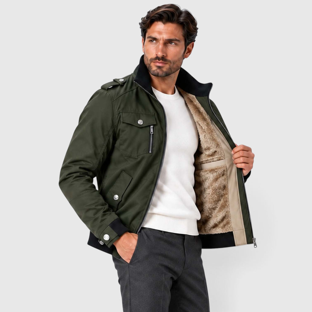 Monvaline | Men's Fleece Lined Jacket Warm Winter Coat Cotton