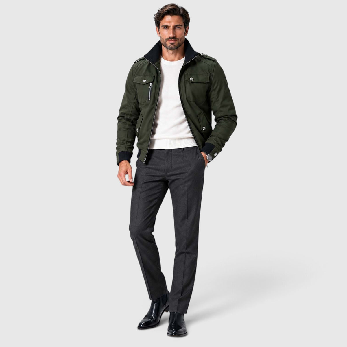 Monvaline | Men's Fleece Lined Jacket Warm Winter Coat Cotton