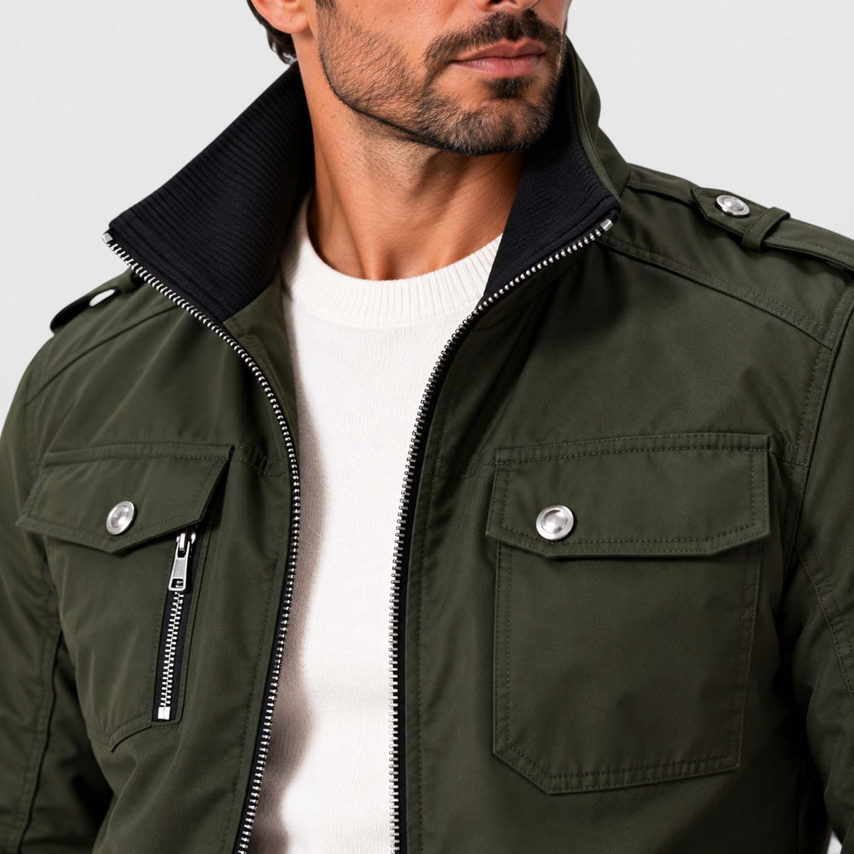 Monvaline | Men's Fleece Lined Jacket Warm Winter Coat Cotton