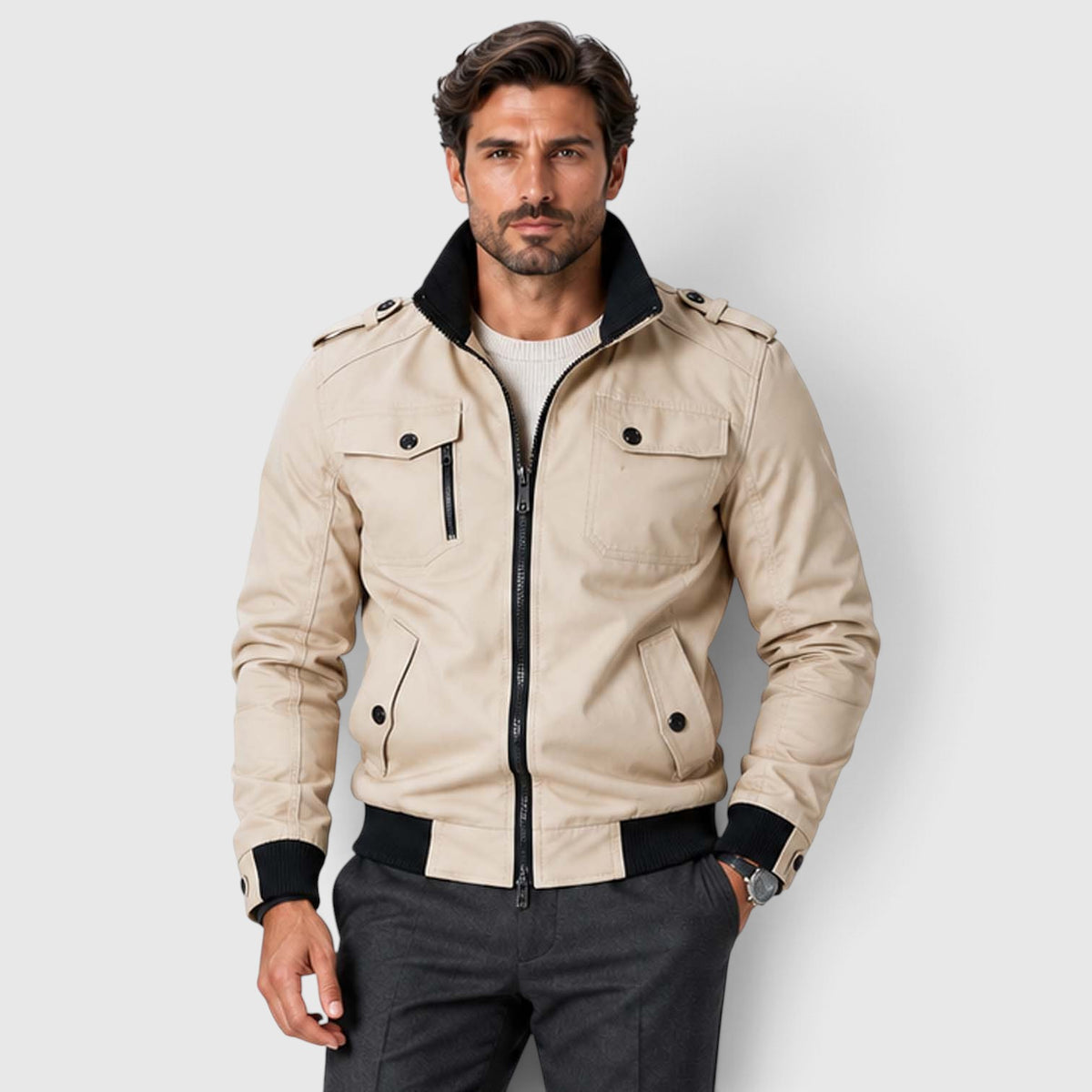 Monvaline | Men's Fleece Lined Jacket Warm Winter Coat Cotton