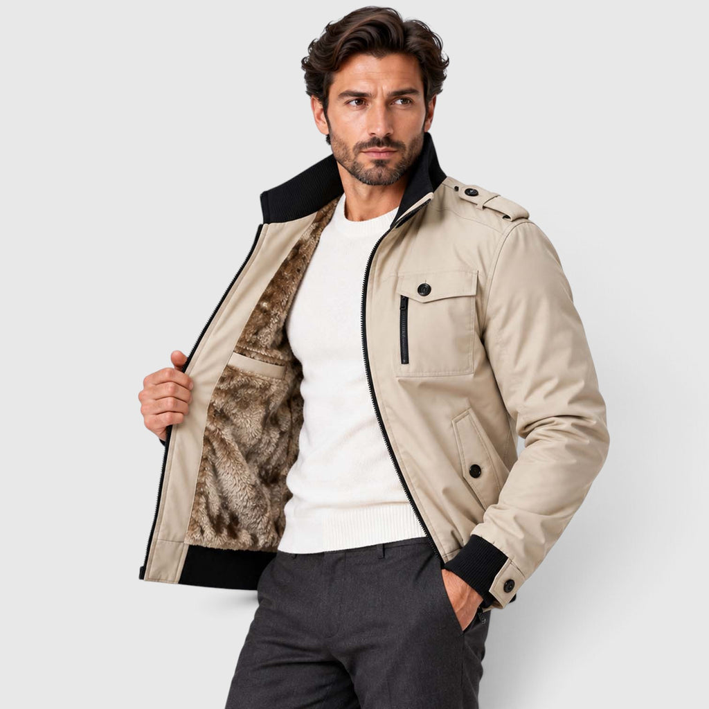 Monvaline | Men's Fleece Lined Jacket Warm Winter Coat Cotton