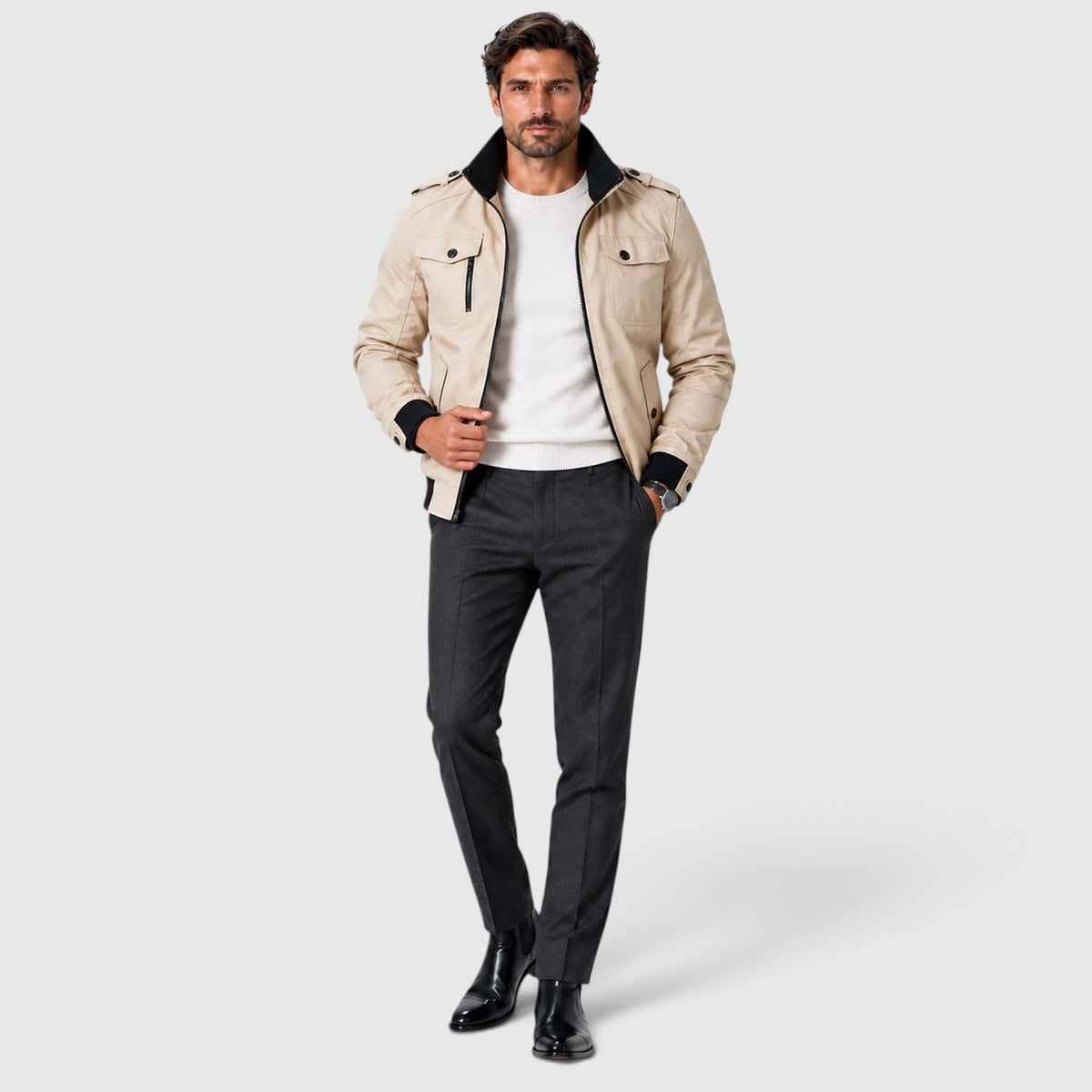 Monvaline | Men's Fleece Lined Jacket Warm Winter Coat Cotton