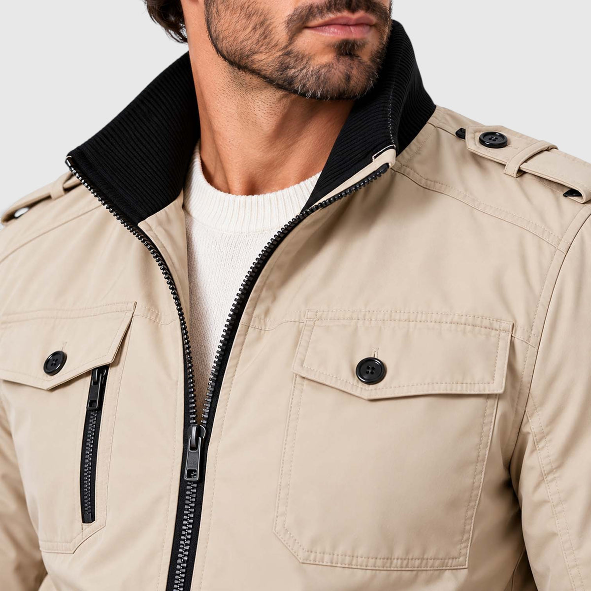 Monvaline | Men's Fleece Lined Jacket Warm Winter Coat Cotton