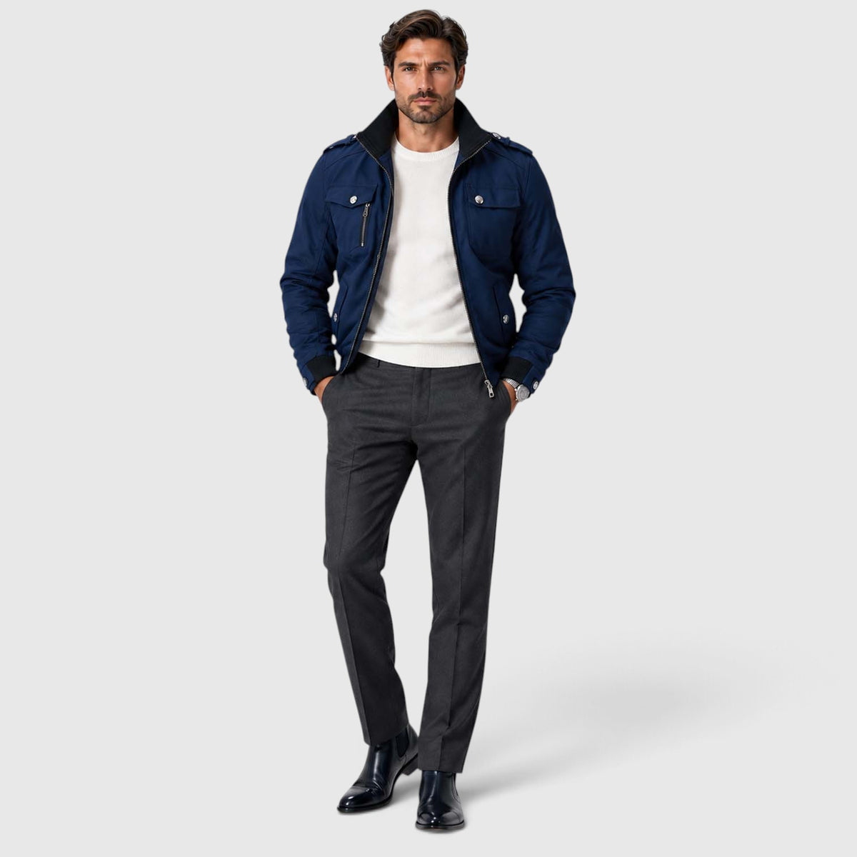 Monvaline | Men's Fleece Lined Jacket Warm Winter Coat Cotton