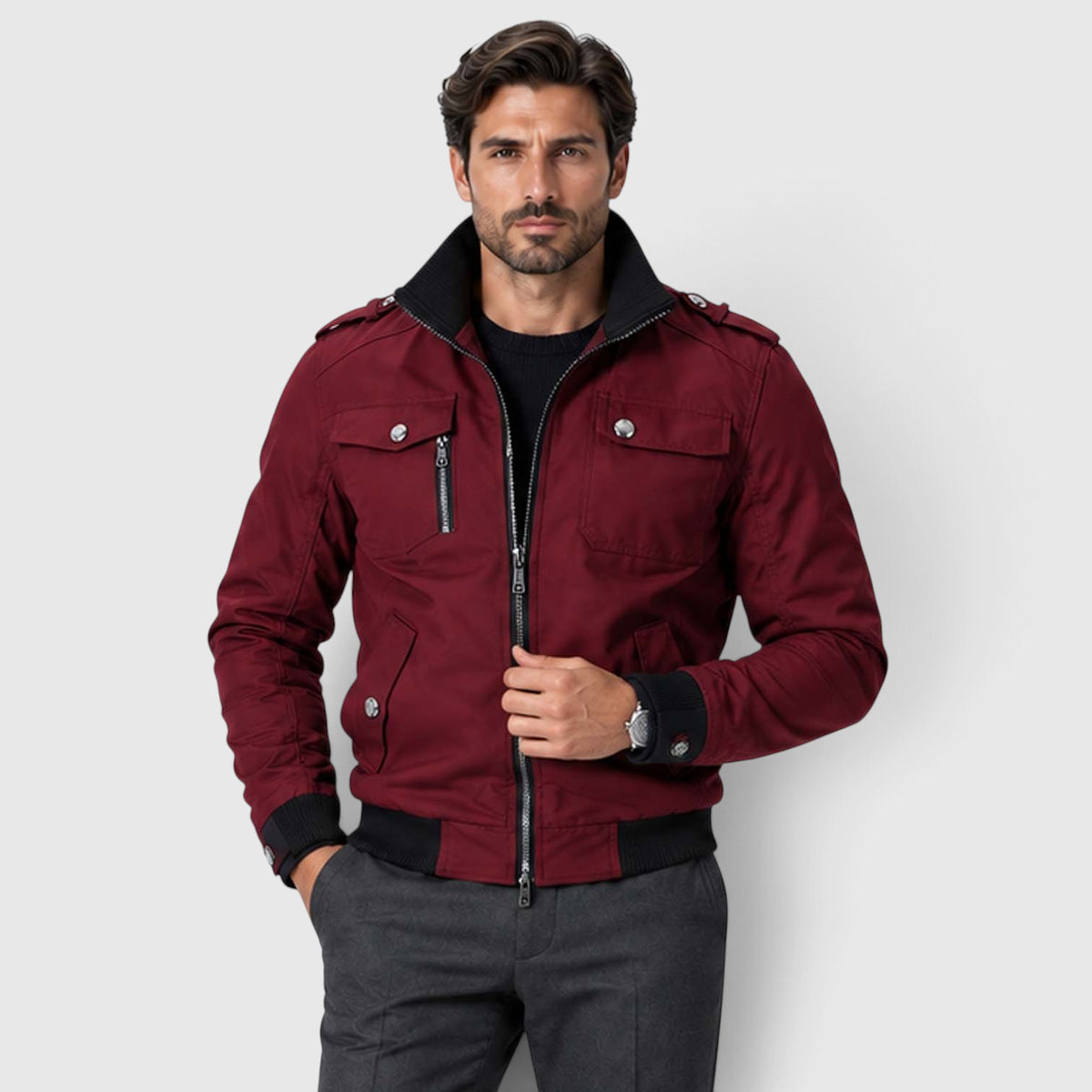 Monvaline | Men's Fleece Lined Jacket Warm Winter Coat Cotton