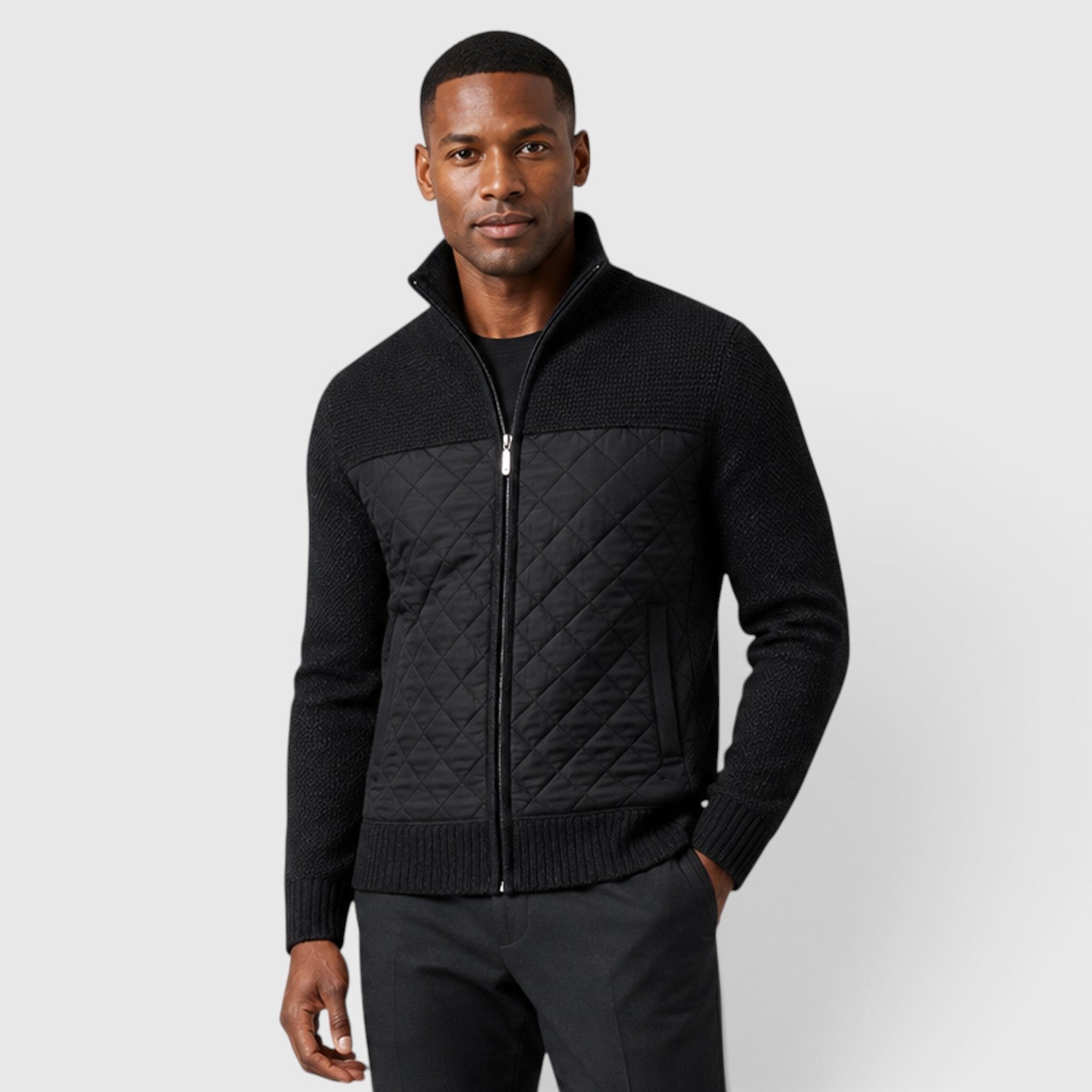 Monvaline | Men's Full Zip Hybrid Jacket with Quilted Insulation
