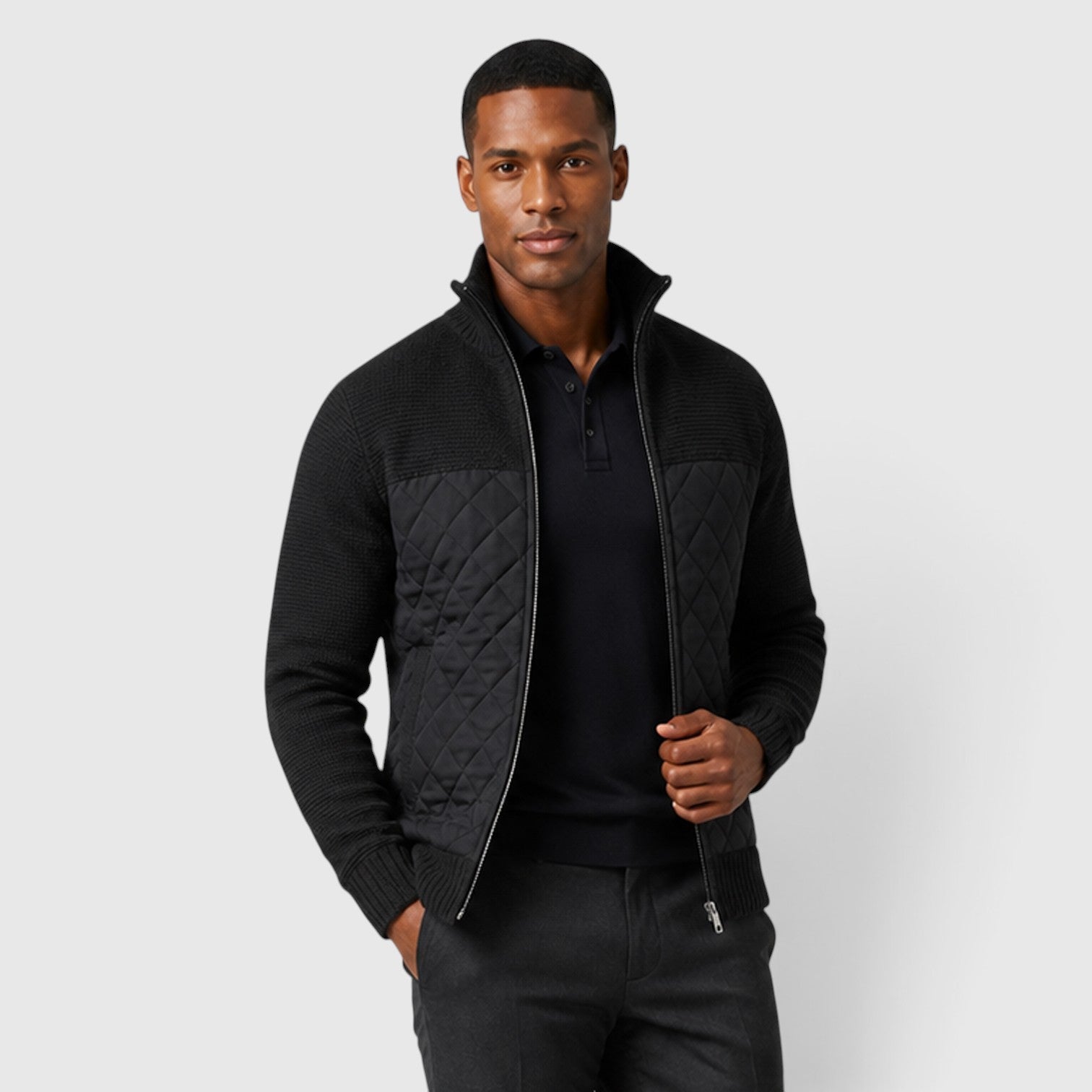 Monvaline | Men's Full Zip Hybrid Jacket with Quilted Insulation