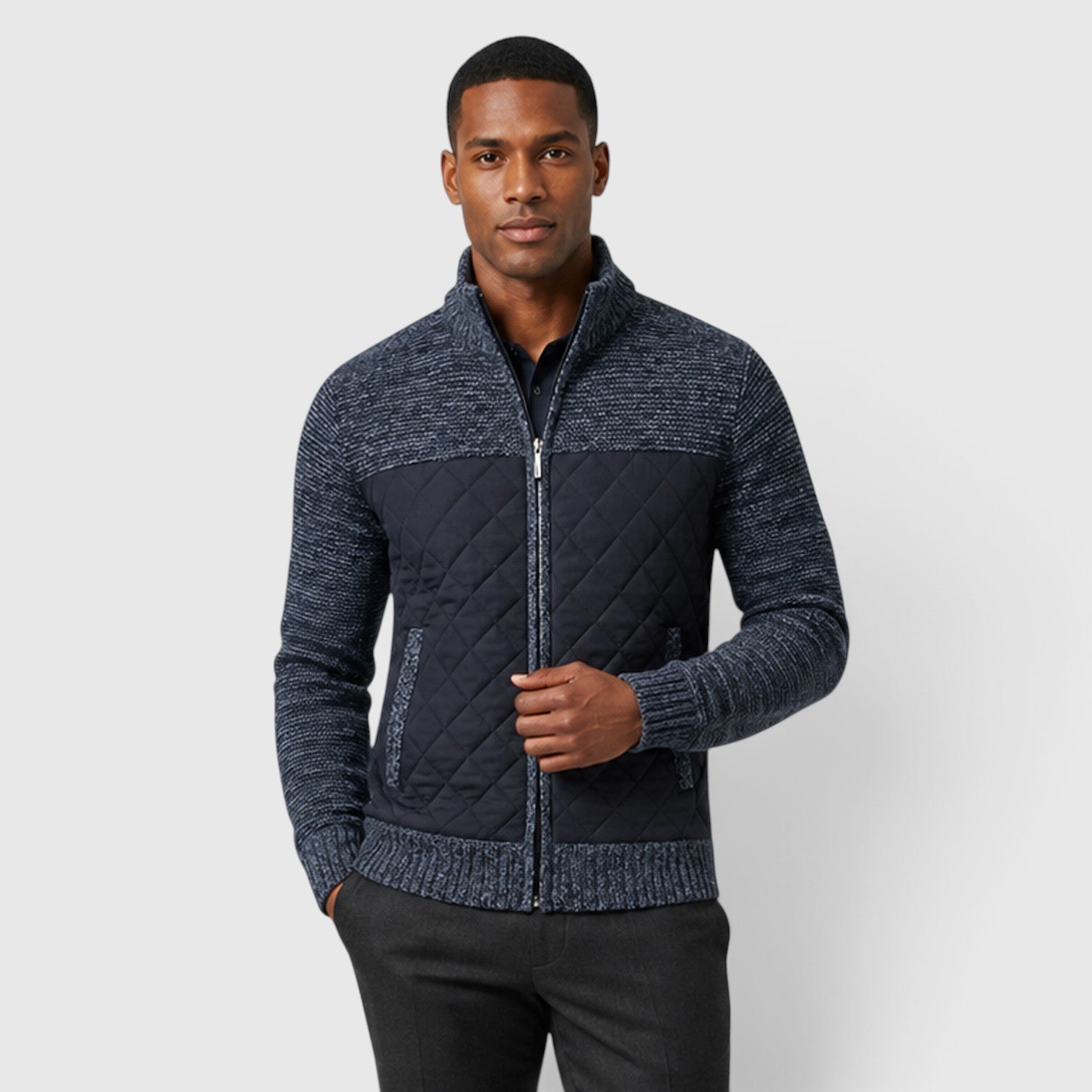 Monvaline | Men's Full Zip Hybrid Jacket with Quilted Insulation